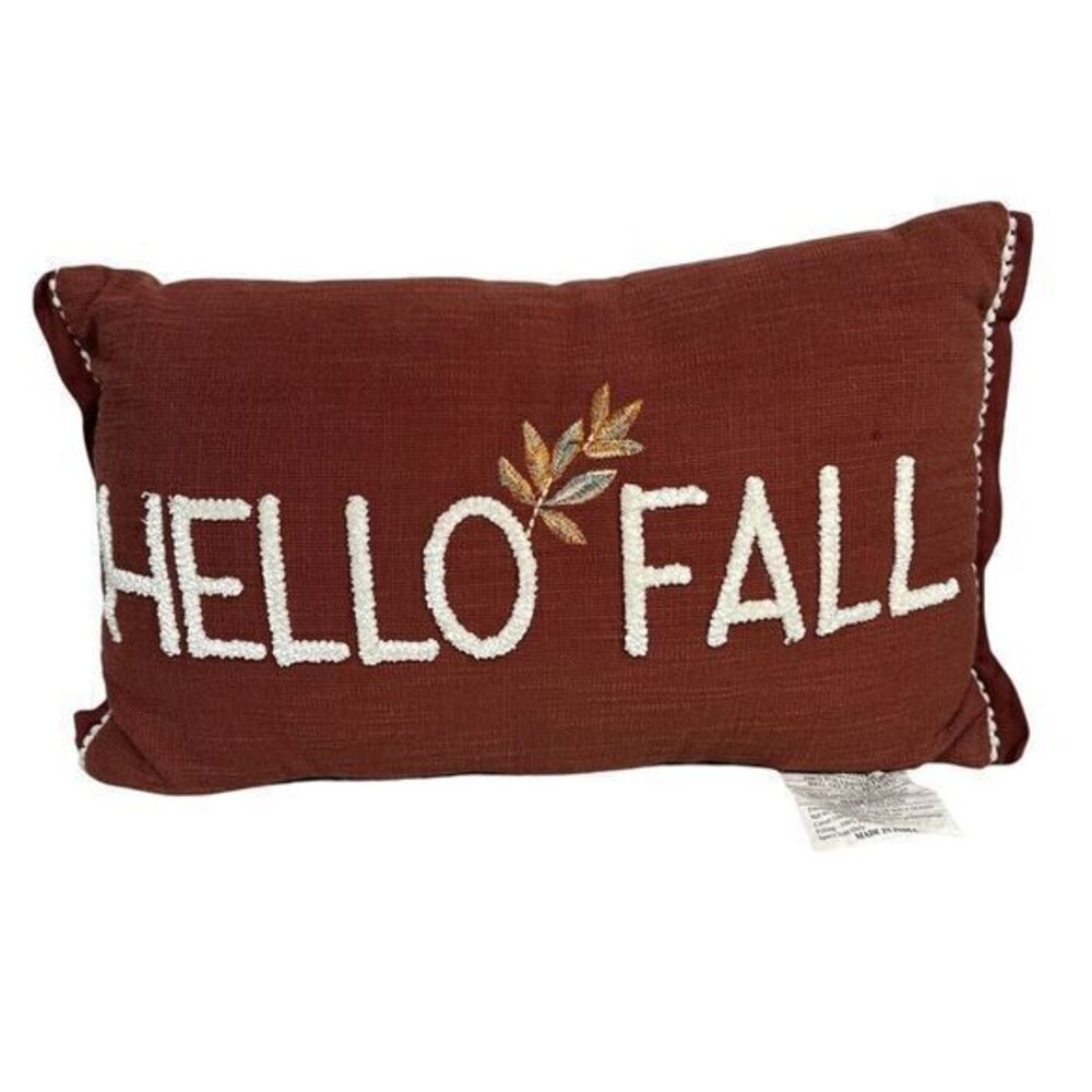 Hello Fall Throw Pillow Orange Embroidery Cushion Rectangle Joann Fabrics